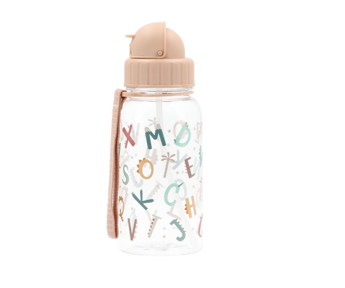 Botella Infantil con Pajita 500ml Funny Letters – Personalizable Botella Infantil con Pajita 500ml Funny Letters – Personalizable