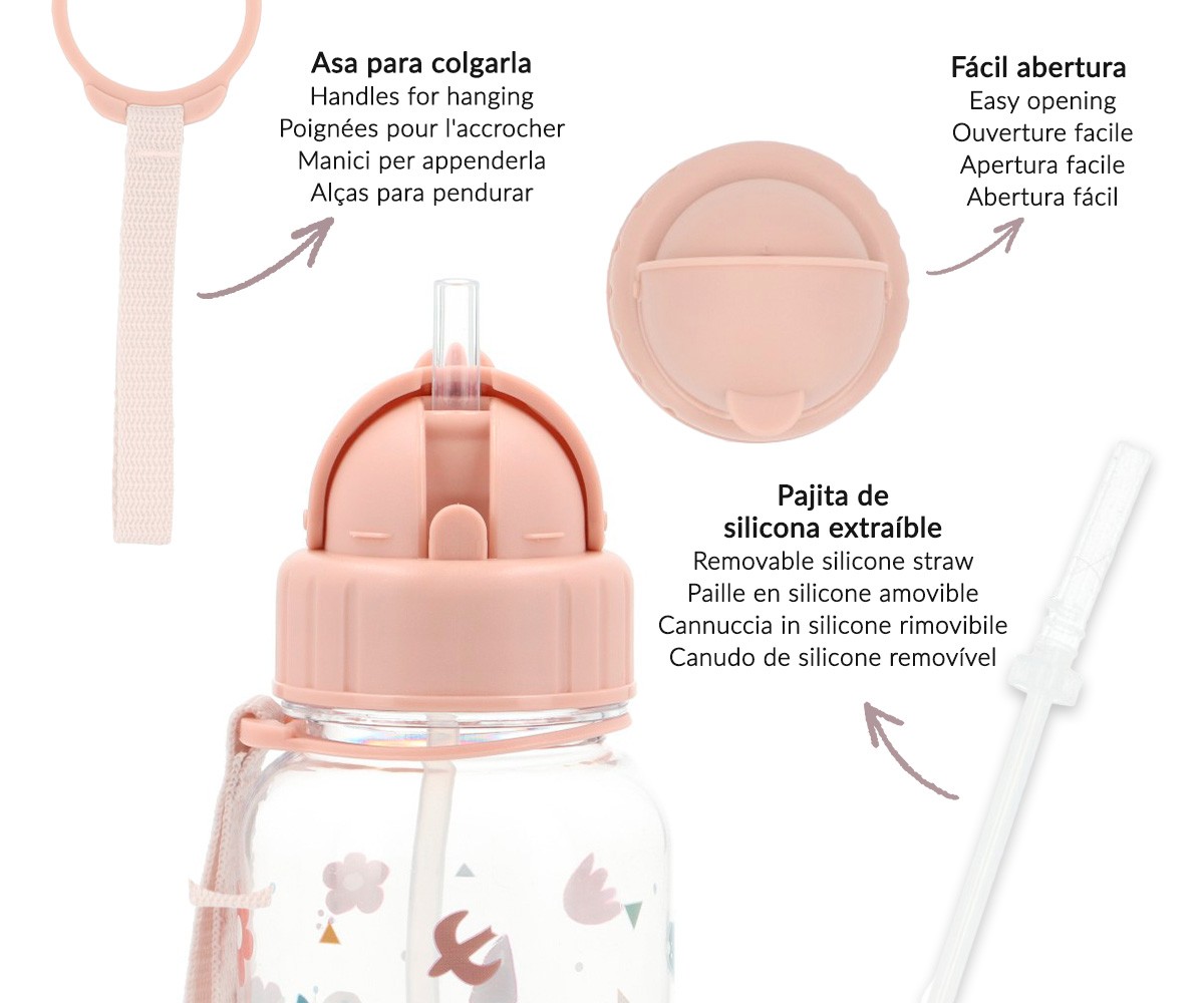 Botella Infantil con Pajita 500ml Geometric Nature – Personalizable 4 Botella Infantil con Pajita 500ml Geometric Nature – Personalizable