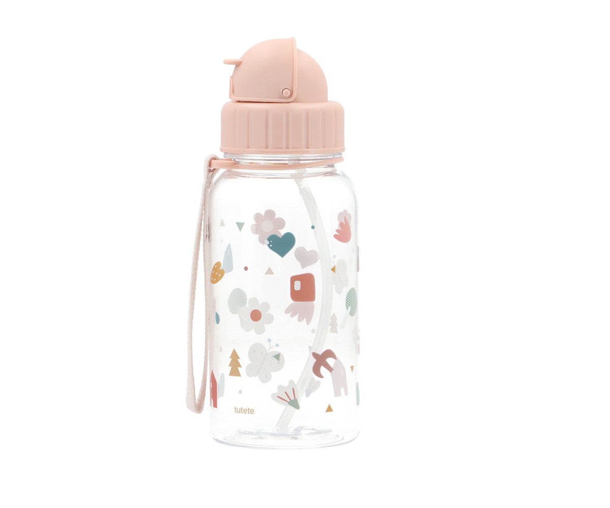 Botella Infantil con Pajita 500ml Geometric Nature – Personalizable Botella Infantil con Pajita 500ml Geometric Nature – Personalizable