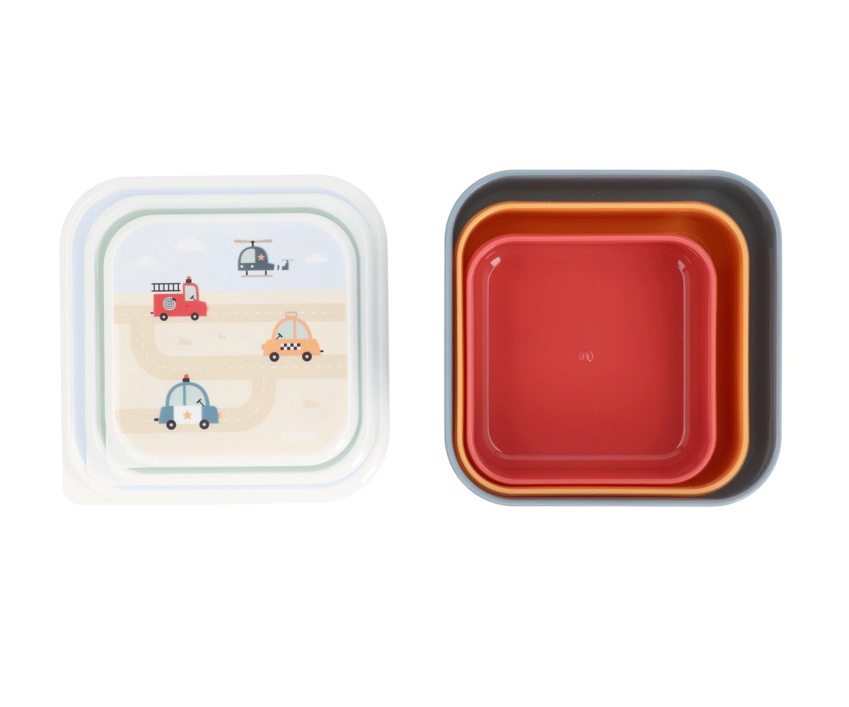Set 3 Cajitas de Almuerzo Infantil City Cars – Apilables y sin BPA 7 Set 3 Cajitas de Almuerzo Infantil City Cars – Apilables y sin BPA