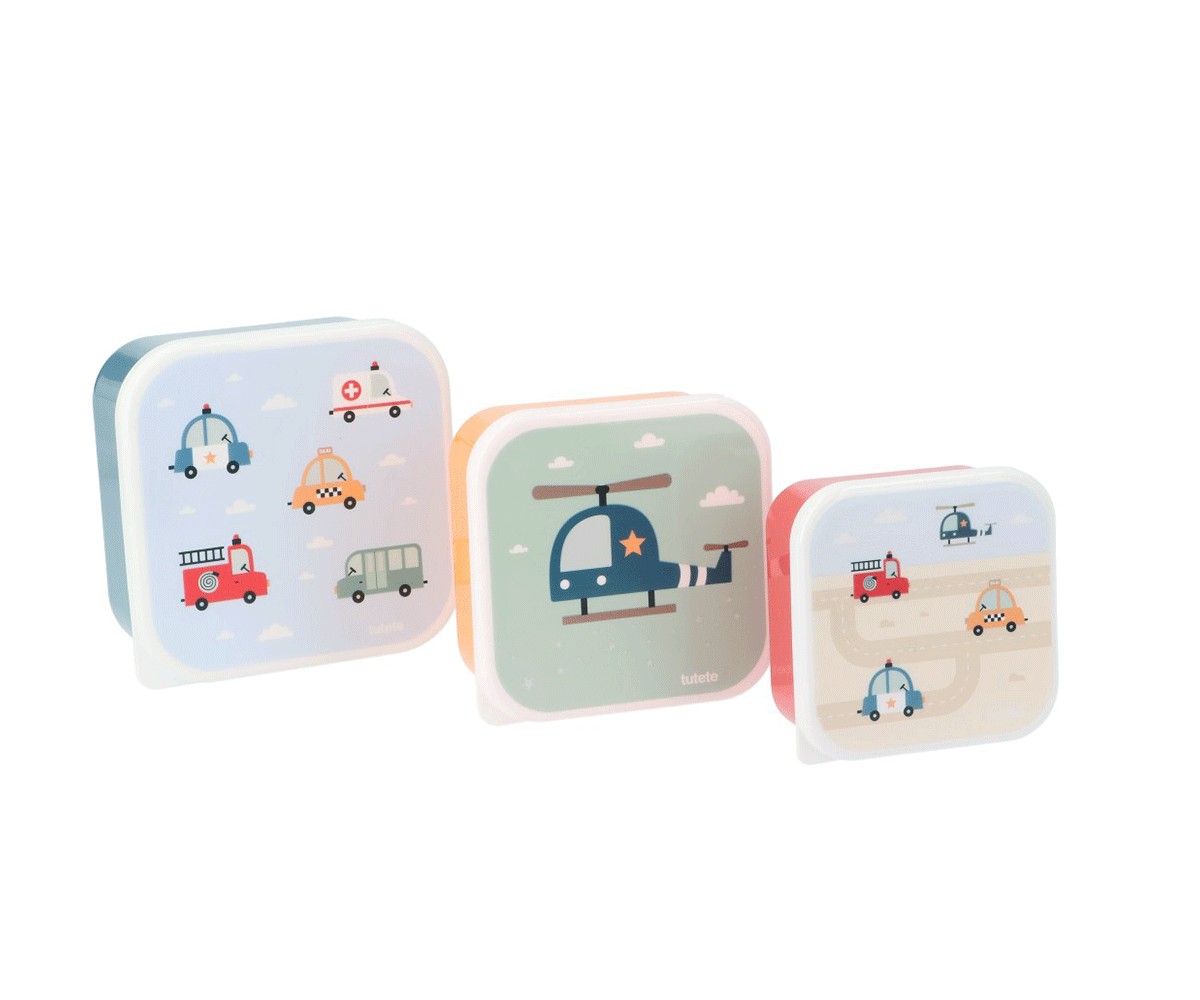 Set 3 Cajitas de Almuerzo Infantil City Cars – Apilables y sin BPA Set 3 Cajitas de Almuerzo Infantil City Cars – Apilables y sin BPA