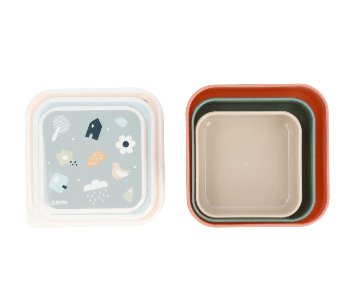 Set de 3 Cajitas de Almuerzo Infantiles Geometric Nature – Apilables y Seguras 6 Set de 3 Cajitas de Almuerzo Infantiles Geometric Nature – Apilables y Seguras