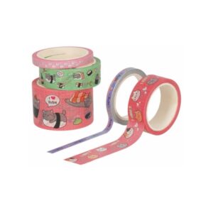 Set de 5 cintas adhesivas de papel Tape by Tape – Legami – Gato – Decoración encantadora para tus creaciones