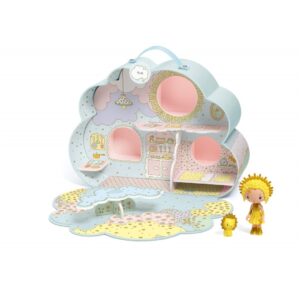 Tinyly Casita de Sunny y Mia de Djeco – Maletín en forma de nube con muñeca y compañero