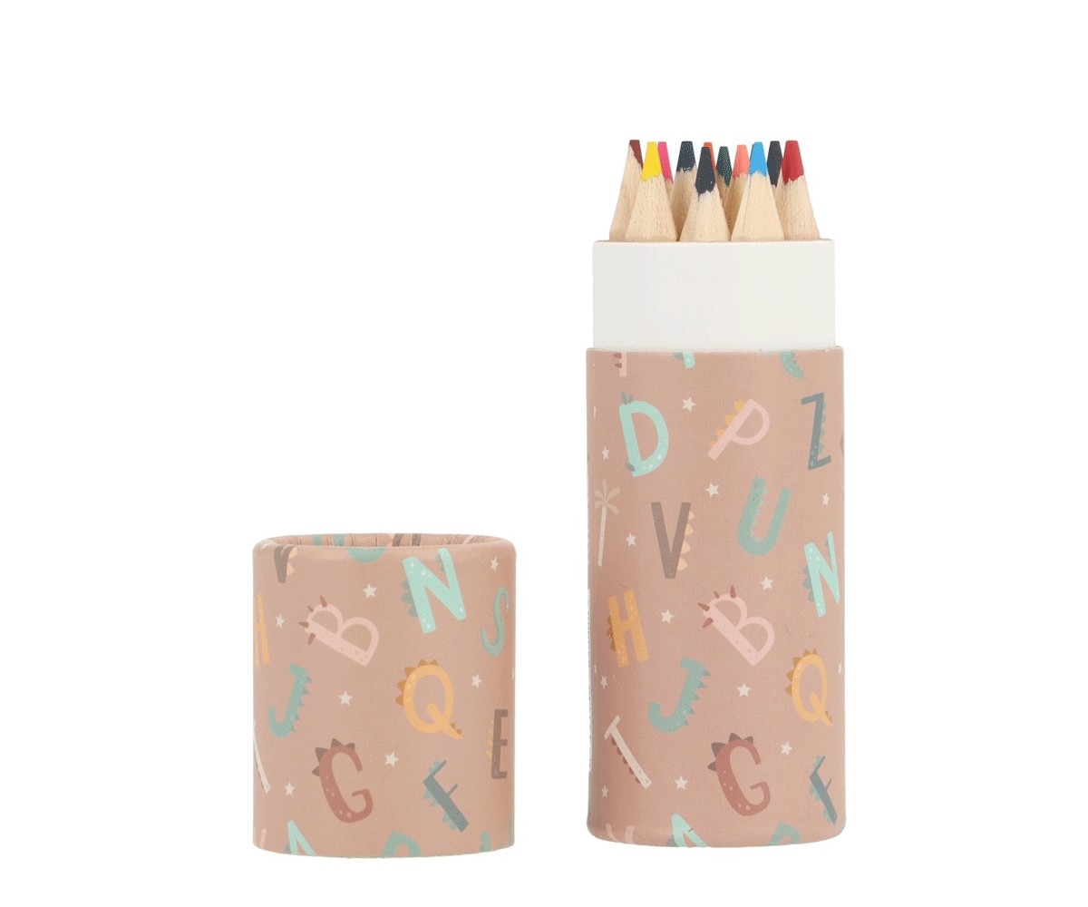 Tubo de Lápices de Colores Funny Letters – Tutete 12 lápices infantiles en estuche compacto y decorado