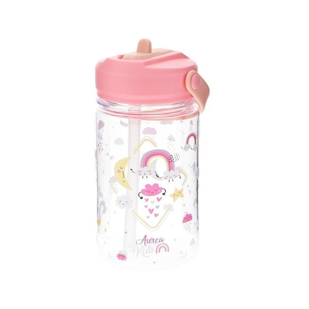 Aurea Bottle Kids – Botella infantil de tritán 350ml con pajita – Pink Happy Sky – Ligera, práctica y segura desde 1 año Aurea Bottle Kids – Botella infantil de tritán 350ml con pajita – Pink Happy Sky – Ligera, práctica y segura desde 1 año