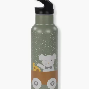Botella Térmica con Pajita Poppy Musgo – 500 ml – Walking Mum – Con asa y funda acolchada
