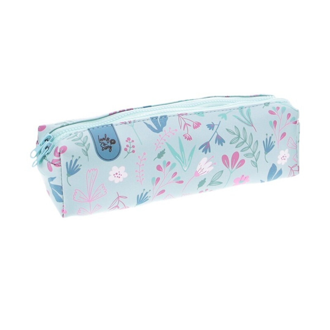 Estuche doble cremallera - Mint bloom Estuche doble cremallera - Mint bloom