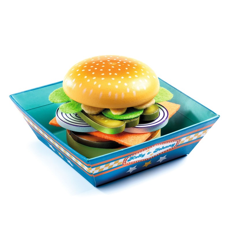 Imitación La Hamburguesería de Kelly & Johnny – Juego de cocina con hamburguesas de madera – Djeco – Desde 3 años 2 Imitación La Hamburguesería de Kelly & Johnny – Juego de cocina con hamburguesas de madera – Djeco – Desde 3 años