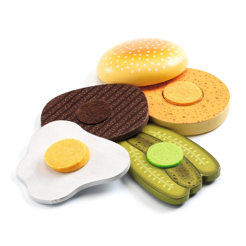 Imitación La Hamburguesería de Kelly & Johnny – Juego de cocina con hamburguesas de madera – Djeco – Desde 3 años 3 Imitación La Hamburguesería de Kelly & Johnny – Juego de cocina con hamburguesas de madera – Djeco – Desde 3 años
