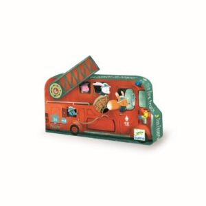 Puzzle Camión de Bomberos de Djeco – 16 piezas con caja decorativa en forma de vehículo