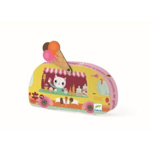 Puzzle Camión de Helados de Djeco – 16 piezas con caja decorativa en forma de vehículo