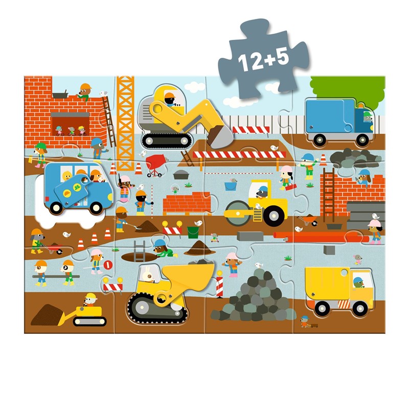 Puzzle Gigante Sitio de Construcción de Djeco – 17 piezas encajables de gran tamaño 2 Puzzle Gigante Sitio de Construcción de Djeco – 17 piezas encajables de gran tamaño