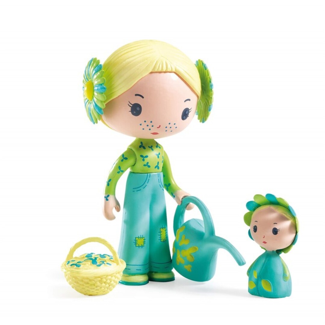 Tinyly Flore y Bloom de Djeco – Figura articulada con cesta, regadera y compañero Tinyly Flore y Bloom de Djeco – Figura articulada con cesta, regadera y compañero