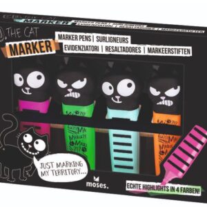 Set de 4 Marcadores Moses Ed the Cat – Divertidos y coloridos