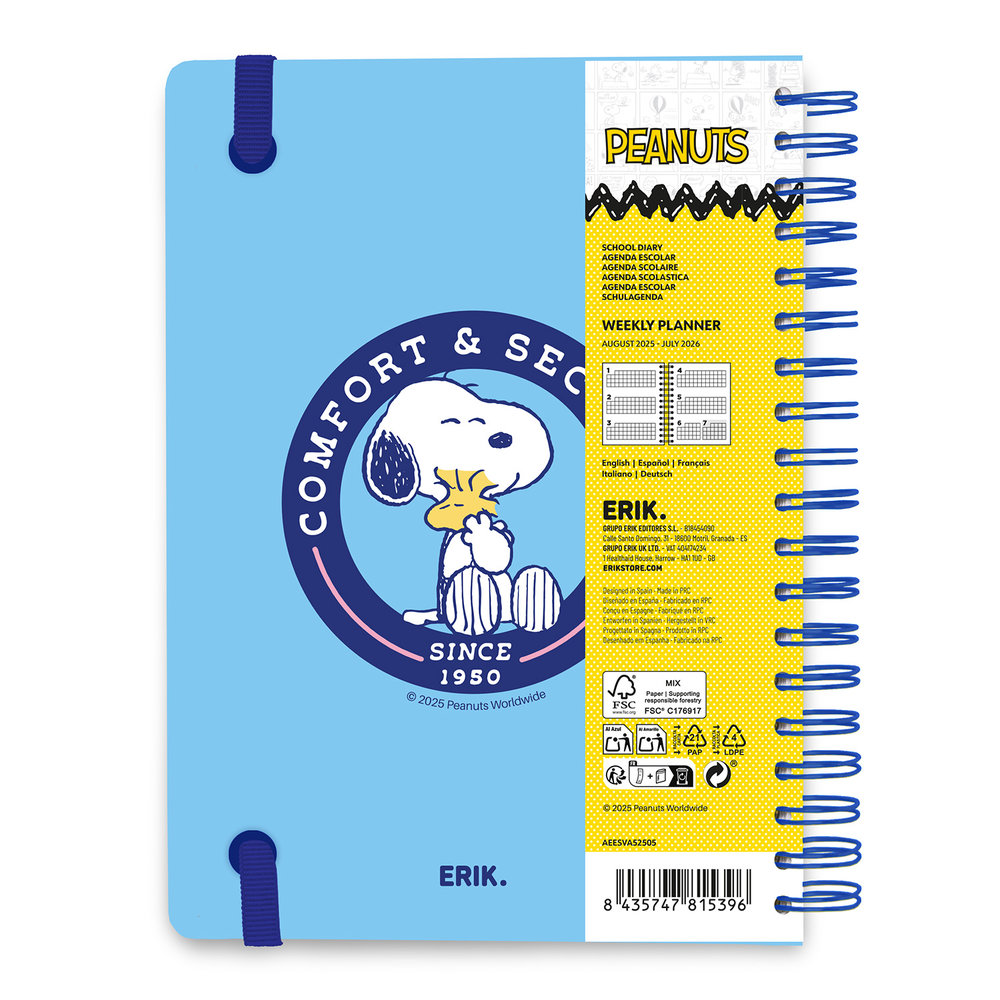 Agenda escolar semanal 2025 2026 A5 12meses Snoopy Agenda escolar semanal 2025 2026 A5 12meses Snoopy