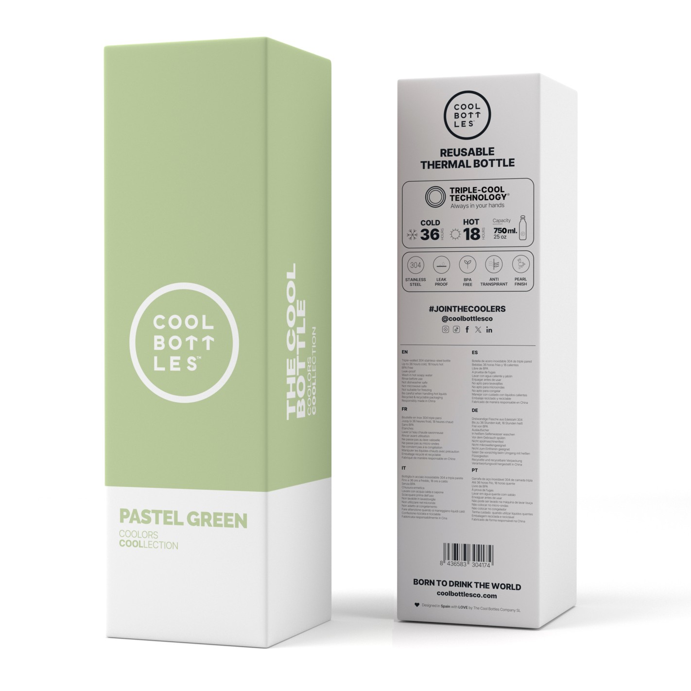 Botella térmica Pastel Green 750ml – Botella reutilizable de acero inoxidable – Cool Bottles – Mantiene frío y calor para niños y adultos 4 Botella térmica Pastel Green 750ml – Botella reutilizable de acero inoxidable – Cool Bottles – Mantiene frío y calor para niños y adultos