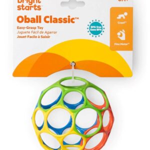Oball Classic multicolor – Sonajero mordedor para bebé – Bright Starts – Flexible, seguro y fácil de agarrar