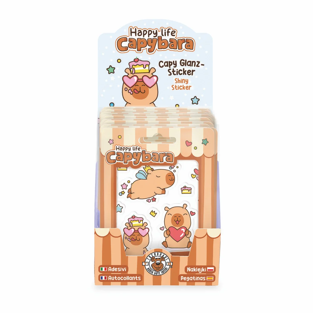Pegatinas Capibara Happy Life – Blíster surtido de pegatinas infantiles – Trendhaus – Divertidas para decorar y jugar