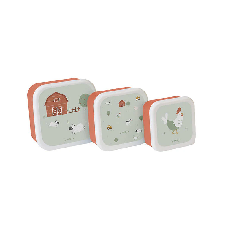 Set 3 cajitas almuerzo Funny Farm – Fiambreras infantiles apilables – Saro Baby – Meriendas prácticas desde 12 meses Set 3 cajitas almuerzo Funny Farm – Fiambreras infantiles apilables – Saro Baby – Meriendas prácticas desde 12 meses