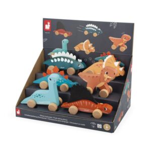 Dino – Dinosaurios para Empujar – Juguete de madera – Janod – Motricidad y juego libre desde 12 meses