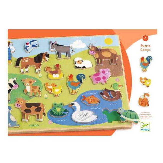 Encajable Puzzle Campo – Puzzle de madera infantil – Djeco – Motricidad fina y juego educativo desde 12 meses 4 Encajable Puzzle Campo – Puzzle de madera infantil – Djeco – Motricidad fina y juego educativo desde 12 meses