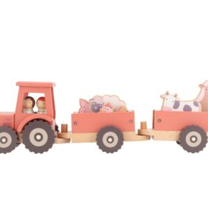 Farm Tractor Personalizable – Tractor de madera con remolque – Monnëka – Juego de arrastre y encaje desde 12 meses