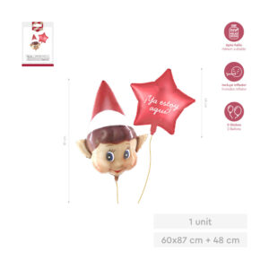 Set globo foil elfo 87cm y estrella 48cm 1ud