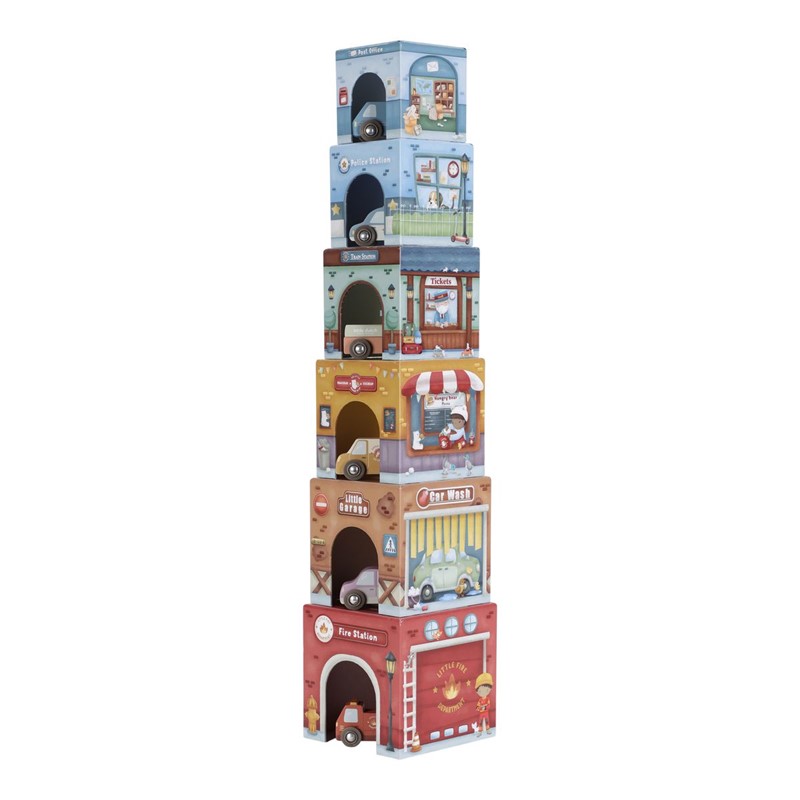 Torre Encajable Ciudad con Coches – Juego de apilado y encaje – Little Dutch – Estimula la motricidad desde 18 meses 4 Torre Encajable Ciudad con Coches – Juego de apilado y encaje – Little Dutch – Estimula la motricidad desde 18 meses