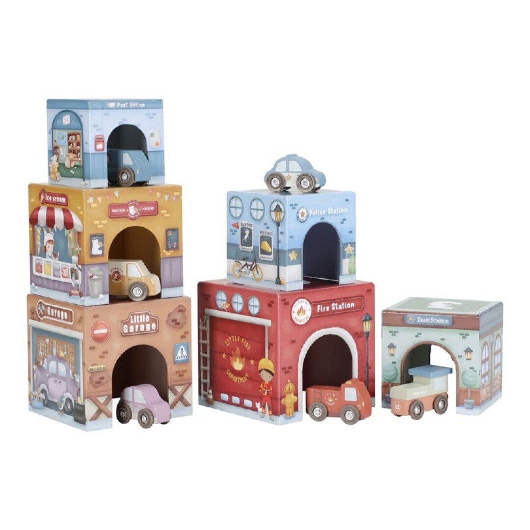 Torre Encajable Ciudad con Coches – Juego de apilado y encaje – Little Dutch – Estimula la motricidad desde 18 meses Torre Encajable Ciudad con Coches – Juego de apilado y encaje – Little Dutch – Estimula la motricidad desde 18 meses