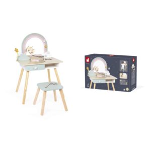 Unicornio Tocador – Tocador de madera con taburete y accesorios – Janod – Juego simbólico y creatividad desde 3 años