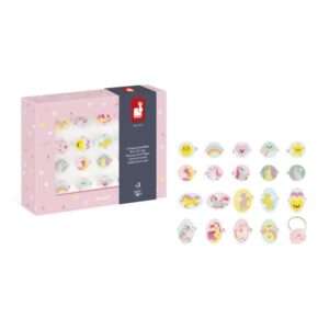 Unicornio – 20 Anillos Ajustables – Set de bisutería infantil – Janod – Creatividad y juego simbólico desde 3 años