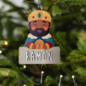 Adorno de Navidad Personalizado Rey Baltasar – Decoración navideña en madera – Vintiun – Personalizable con nombre