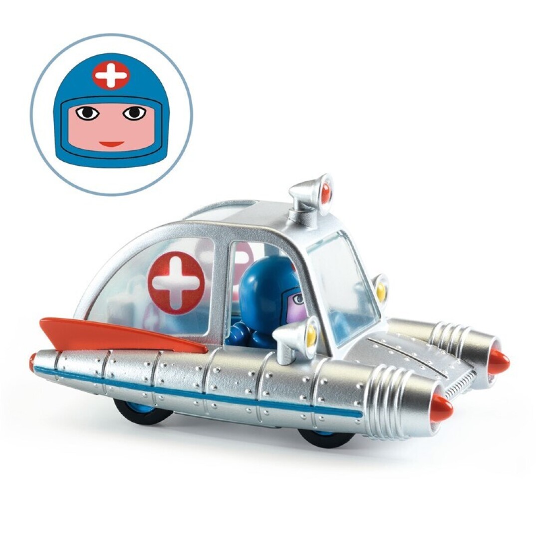 Crazy Motors Space Ambulance – Coche metálico espacial con conductor – Djeco – Vehículo de rescate futurista desde 3 años Crazy Motors Space Ambulance – Coche metálico espacial con conductor – Djeco – Vehículo de rescate futurista desde 3 años