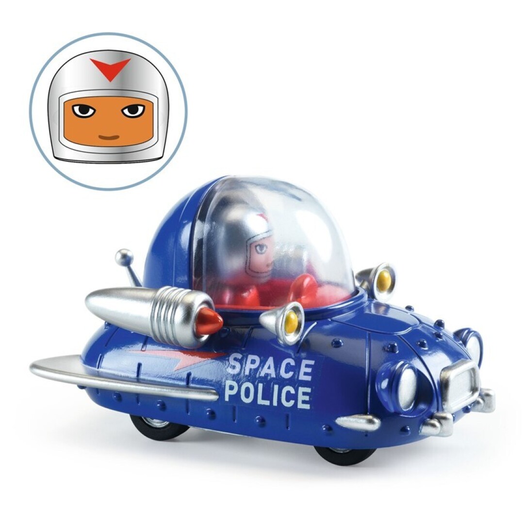 Crazy Motors Space Police – Coche metálico futurista con conductor – Djeco – Vehículo de colección desde 3 años Crazy Motors Space Police – Coche metálico futurista con conductor – Djeco – Vehículo de colección desde 3 años