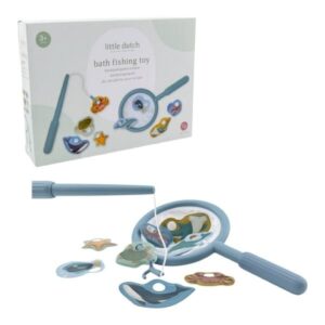 Juego de Pesca de Baño Azul – Juguete acuático con red y animales marinos – Little Dutch – Diversión desde 3 años