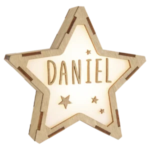 Lámpara Estrella Personalizada – Iluminación decorativa en madera – Vintiun – Personalizable con nombre