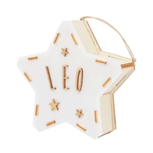 Mini Estrella Personalizada – Adorno luminoso en madera – Vintiun – Personalizable con nombre