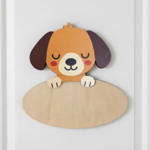 Placa Decorativa Personalizada Perro – Decoración infantil en madera – Vintiun – Personalizable con nombre