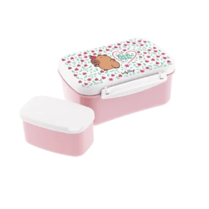 Tupper Hermético Capibara Pink – Caja de almuerzo reutilizable – Capibara Foodie – Comida fresca y organizada para el día a día