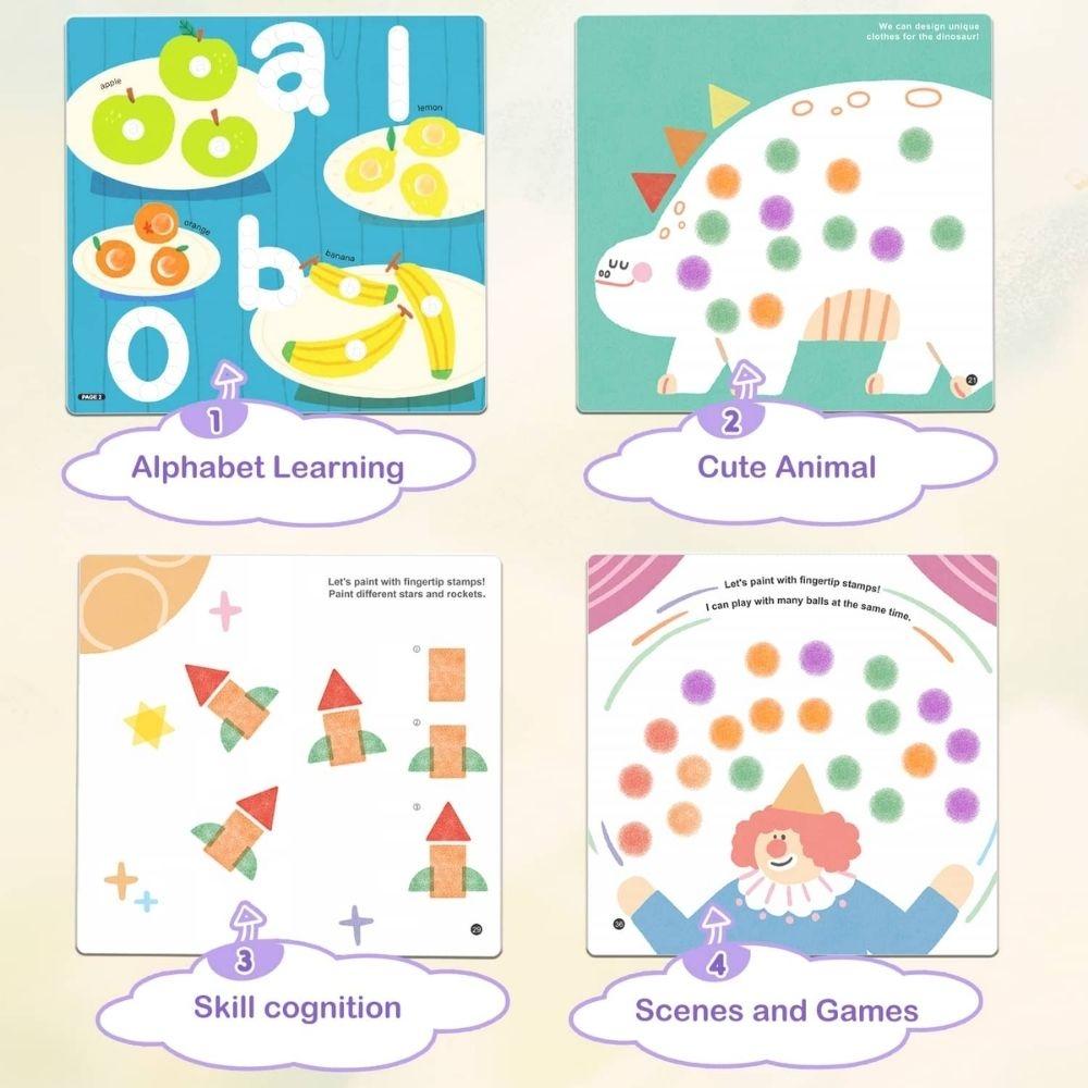 Libro creativo con pintura Fingertip Stamp Fun – Libro de pintura con dedos y sellos – Jarmelo – Creatividad guiada desde 3 años 5 Libro creativo con pintura Fingertip Stamp Fun – Libro de pintura con dedos y sellos – Jarmelo – Creatividad guiada desde 3 años