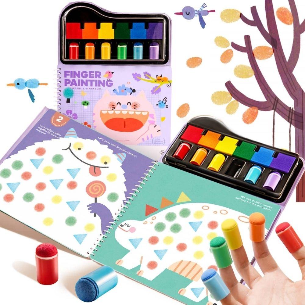 Libro creativo con pintura Fingertip Stamp Fun – Libro de pintura con dedos y sellos – Jarmelo – Creatividad guiada desde 3 años Libro creativo con pintura Fingertip Stamp Fun – Libro de pintura con dedos y sellos – Jarmelo – Creatividad guiada desde 3 años