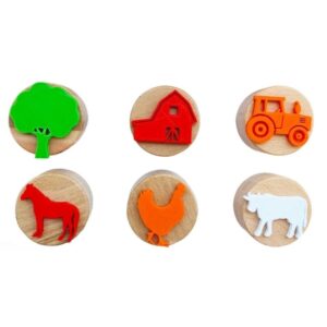 Sellos de madera Granja – Set creativo sensorial – ChildGen – Juego artístico desde 15 meses