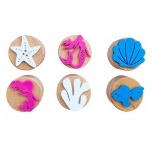 Sellos de madera Sirena – Set creativo sensorial – ChildGen – Juego artístico desde 15 meses