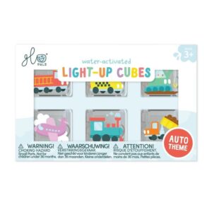 Set 6 cubos Glopals vehicles – Cubos de luz para juego sensorial – Glo Pals – Juego acuático desde 3 años