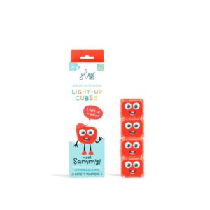 Set cubos rojos con luz 4 unidades – Cubos luminosos para baño – Glo Pals – Juego sensorial desde 3 años