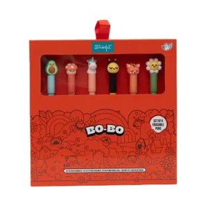 Set de 6 bolis borrables Bo-Bo Animales – Bolígrafo borrable con mensajes – Mr. Wonderful – Papelería creativa para cada día