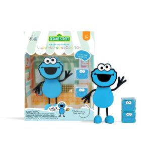 Set personaje Cookie Monster + 2 cubos de luz azul – Juego sensorial acuático – Glo Pals – Desde 3 años