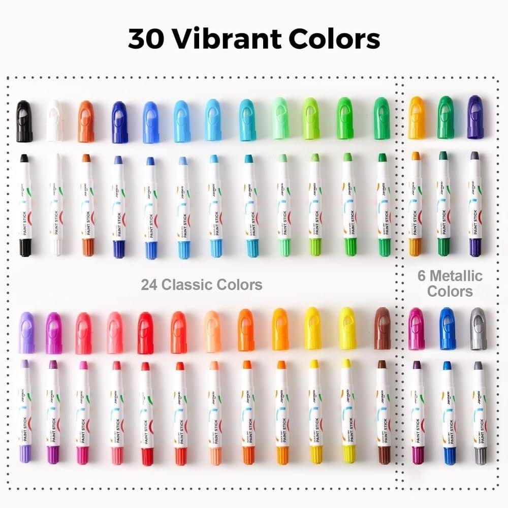 Témperas sólidas secado ultra rápido (30 ud.) – Crayones de pintura sólida – Jarmelo – Color limpio y creativo desde 3 años 2 Témperas sólidas secado ultra rápido (30 ud.) – Crayones de pintura sólida – Jarmelo – Color limpio y creativo desde 3 años