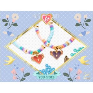 Tu y Yo Corazones Heishi – Kit creativo de pulseras con cuentas – Djeco – Manualidades creativas desde 8 años